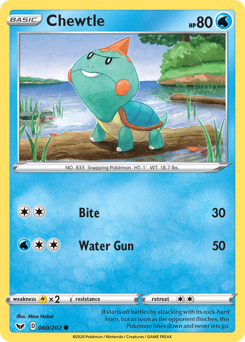 Chewtle, Sword & Shield #60, Pokémon TCG card