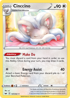 Cinccino, Sword & Shield #147, Pokémon TCG card