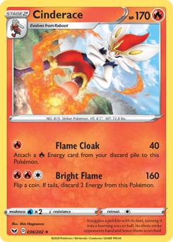 Cinderace, Sword & Shield #36, Pokémon TCG card