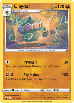 Claydol, Sword & Shield #103, Pokémon TCG card