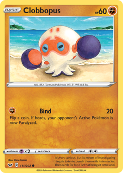Clobbopus, Sword & Shield #111, Pokémon TCG card