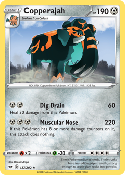 Copperajah, Sword & Shield #137, Pokémon TCG card