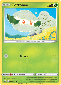 Cottonee, Sword & Shield #5, Pokémon TCG card