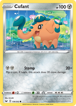 Cufant, Sword & Shield #136, Pokémon TCG card