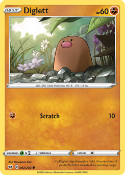 Diglett, Sword & Shield #92, Pokémon TCG card