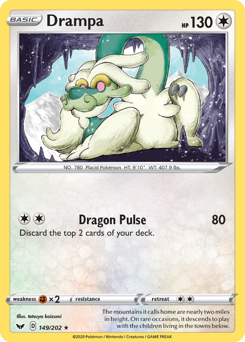 Drampa, Sword & Shield #149, Pokémon TCG card
