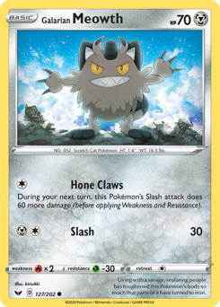 Galarian Meowth, Sword & Shield #127, Pokémon TCG card