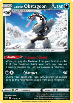 Galarian Obstagoon, Sword & Shield #119, Pokémon TCG card