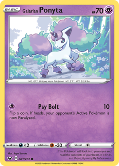 Galarian Ponyta, Sword & Shield #81, Pokémon TCG card