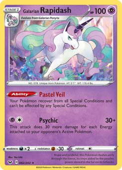Galarian Rapidash, Sword & Shield #82, Pokémon TCG card