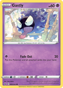 Gastly, Sword & Shield #83, Pokémon TCG card