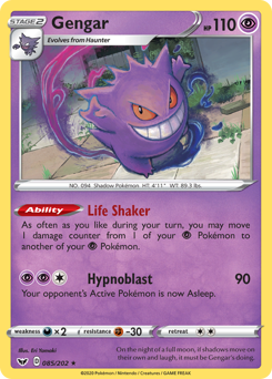 Gengar, Sword & Shield #85, Pokémon TCG card
