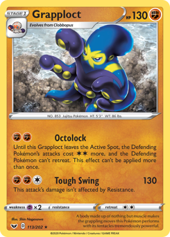 Grapploct, Sword & Shield #113, Pokémon TCG card