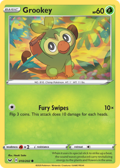 Grookey, Sword & Shield #10, Pokémon TCG card