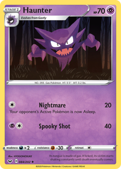 Haunter, Sword & Shield #84, Pokémon TCG card