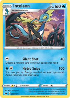 Inteleon, Sword & Shield #59, Pokémon TCG card