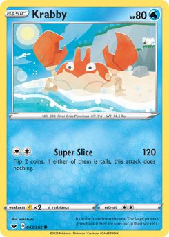 Krabby, Sword & Shield #43, Pokémon TCG card