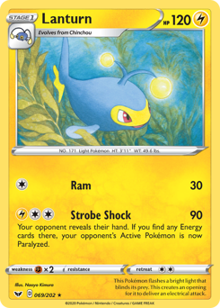 Lanturn, Sword & Shield #69, Pokémon TCG card
