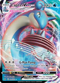 Lapras VMAX, Sword & Shield #50, Pokémon TCG card