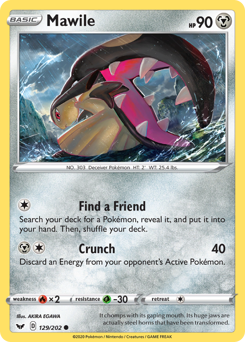 Mawile, Sword & Shield #129, Pokémon TCG card