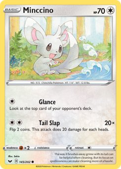 Minccino, Sword & Shield #145, Pokémon TCG card