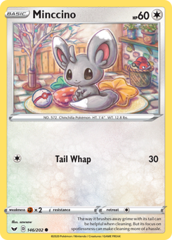 Minccino, Sword & Shield #146, Pokémon TCG card