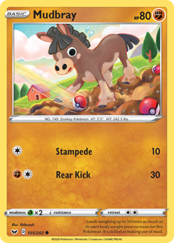 Mudbray, Sword & Shield #105, Pokémon TCG card