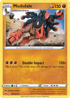 Mudsdale, Sword & Shield #106, Pokémon TCG card