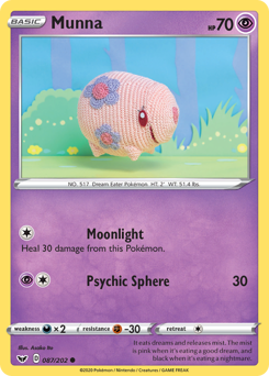 Munna, Sword & Shield #87, Pokémon TCG card