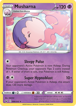 Musharna, Sword & Shield #88, Pokémon TCG card