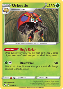 Orbeetle, Sword & Shield #19, Pokémon TCG card
