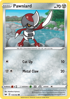 Pawniard, Sword & Shield #133, Pokémon TCG card