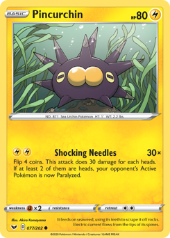 Pincurchin, Sword & Shield #77, Pokémon TCG card