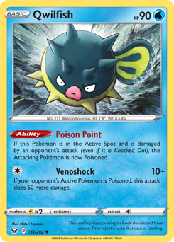 Qwilfish, Sword & Shield #51, Pokémon TCG card