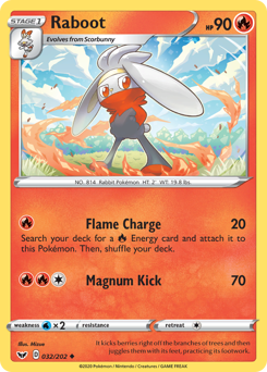 Raboot, Sword & Shield #32, Pokémon TCG card