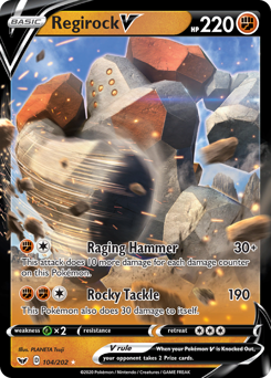 Regirock V, Sword & Shield #104, Pokémon TCG card