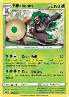 Rillaboom, Sword & Shield #15, Pokémon TCG card