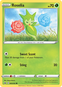 Roselia, Sword & Shield #3, Pokémon TCG card