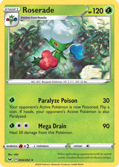 Roserade, Sword & Shield #4, Pokémon TCG card