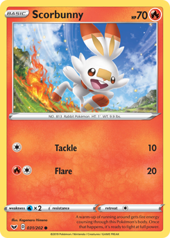 Scorbunny, Sword & Shield #31, Pokémon TCG card