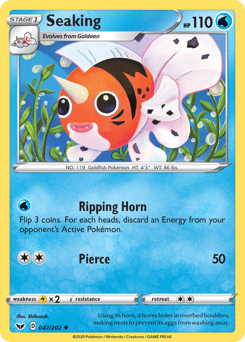 Seaking, Sword & Shield #47, Pokémon TCG card