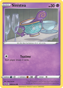 Sinistea, Sword & Shield #89, Pokémon TCG card
