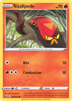 Sizzlipede, Sword & Shield #37, Pokémon TCG card