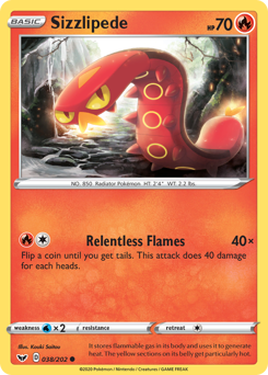 Sizzlipede, Sword & Shield #38, Pokémon TCG card