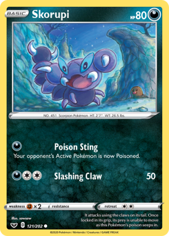 Skorupi, Sword & Shield #121, Pokémon TCG card