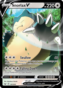 Snorlax V, Sword & Shield #141, Pokémon TCG card