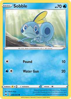 Sobble, Sword & Shield #55, Pokémon TCG card