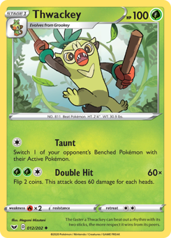 Thwackey, Sword & Shield #12, Pokémon TCG card