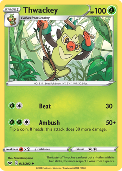 Thwackey, Sword & Shield #13, Pokémon TCG card