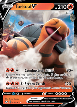 Torkoal V, Sword & Shield #24, Pokémon TCG card